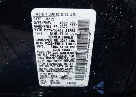 2013 Nissan Rogue Sv W/Sl Pkg z USA, uszkodzony, nr VIN JN8AS5MV6DW606539